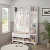 Farmhouse Wood Hall Tree with Shoe Bench and 2 Drawers, 3-in-1 Coat Rack with 4 Hooks for Entrance, Hallway, Mudroom - 2 of 4