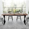 Vipbear 70.8 Inch Industrial Dining Table for 6-8" ¨C Solid Wood Top with Metal Frame, Rectangular Kitchen & Dining Room Table, Walnut - 4 of 4