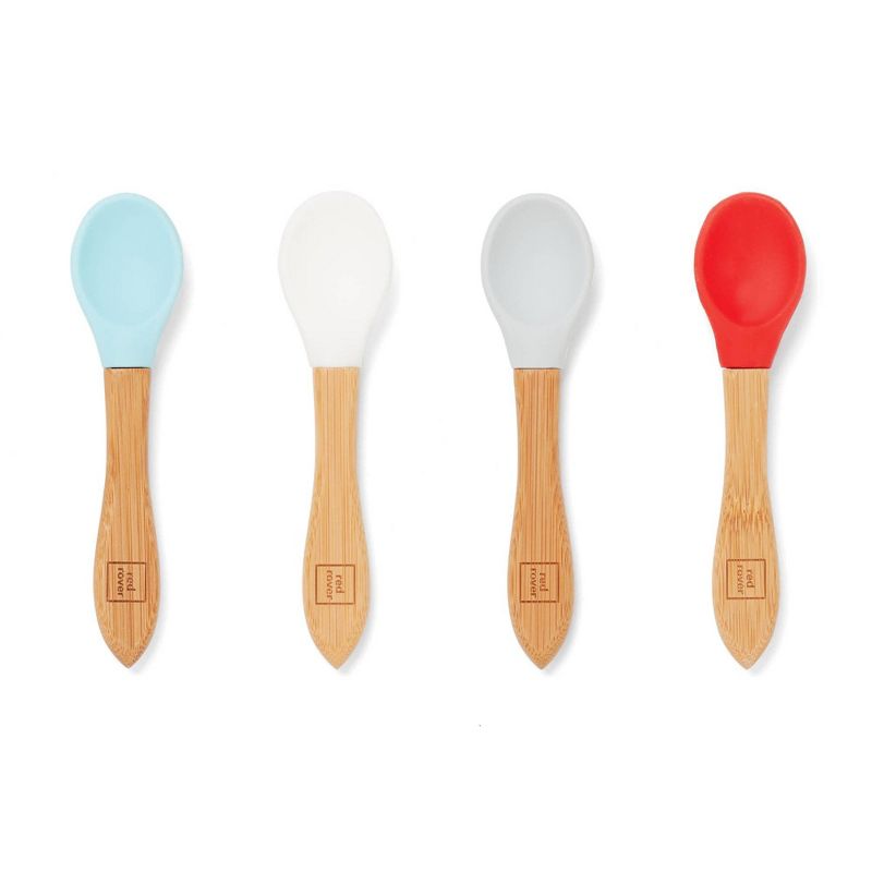 4pk Bamboo and Silicone Kid Spoons - Red Rover, 3 of 10