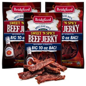 Bridgford Sweet Baby Ray’s Beef Jerky Sweet N Spicy 10 oz  - Ready-to-Eat High Protein Sweetened Spicy Beef Jerky for On-the-Go Snacking - 1 of 4