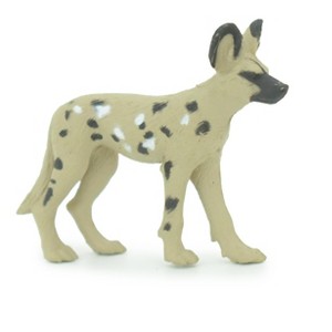 Collectible Wildlife Gifts | African Wild Dog, Painted Wolf, African Hunting Dog, Hand Painted, Rubber Animal, Realistic Figure, Gift,  2 " SF29 B45 - 1 of 4