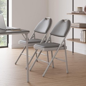 Folding Chairs Set of 2/4/6, Metal Foldable Chair with and Non-Slip Feet Pads - 1 of 4