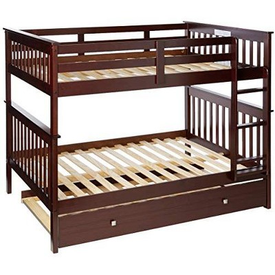 Donco Kids Mission Bunk Bed withTrundle, Full/Full/Twin, Dark Cappuccin
