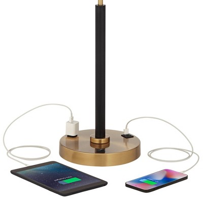Carlyle 30.5" Black and Gold Desk Lamp with USB Port