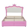 PDTEND Pink+White Full Size Bed Frame with Upholstered & 2 Drawers - 2 of 4