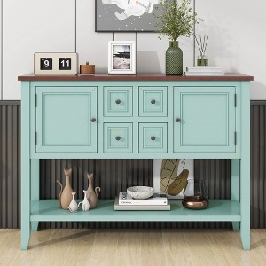 NicBex Console Table Vintage Entryway Table with Ample Storage Narrow Side Table with 4 Small Drawers and Bottom Shelf for Living Room - 1 of 4