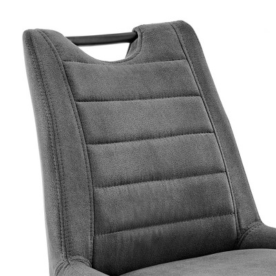 Contemporary Charcoal Fabric and Black Metal Adjustable Bar Stool