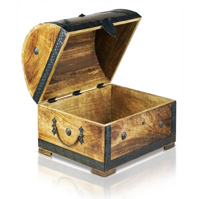 Brynnberg Vintage Brown and Black Wooden Treasure Chest with Brass Lock