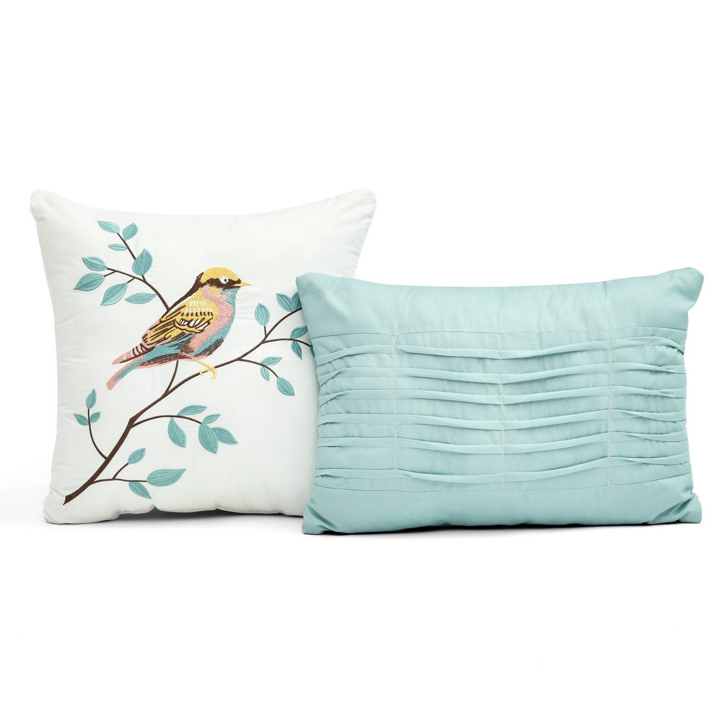 Комплект с одеялом Lush Decor Full/Queen 7pc Sydney Comforter Set Blue/Yellow - Lush Décor: Microfiber Bedding with Botanical Pattern & Pleated Design, цвет: Синий — фото 6