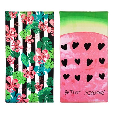 2pk Tropical Life Watermelon Beach Towel - Betseyville
