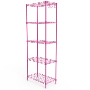 SEVOBAL Utility Storage Shelves 5-Layer Display Rack with Adjustable Layer Spacing, Plug-In Deformable Structure, Pink, 21.3"*11.4"*59.1" - 1 of 4