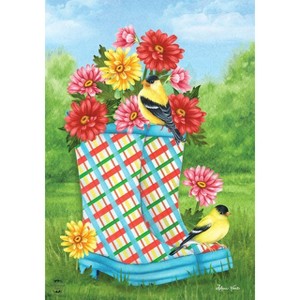 Boots and Blooms Spring House Flag floral Goldfinch 28" x 40" Briarwood Lane - 1 of 4
