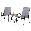 3 Patio Seating Set,Outdoor Camping Chairs With Breathable Textilene Fabric Set Of 2,Folding Table With Metal Table Top -The Pop Home - 3 of 4