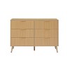 Homy Casa 6-Drawer Decorative Storage Cabinet with Grooved Front and Brass Handles, Natural Oak - 4 of 4