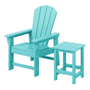 WestinTrends Malibu 2-Piece Kids Outdoor HDPE Adirondack Chair With Square Side Table Set - 1 of 4