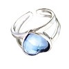 Slickblue Women's Adjustable Rhodium-Plated Brass Ring with Synthetic Ruby & Sea Blue Crystal, Heart Solitaire, Sizes 5-10 - 3 of 3