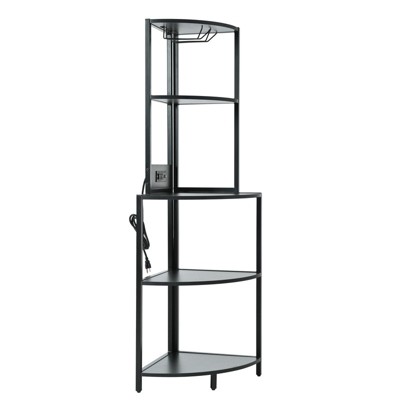 GlasFlength Decorative Storage Cabinets, Cube Storage Shelves, Decorative Storage Furniture, Strong Stainless Steel, Black, 20.4"*14.1"*59.8"