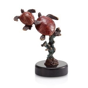 SPI Home Reef Explorers Double Turtles Figurine – Brass Marine Accent, 5.5" Ocean-Inspired Decorative Sculpture - 1 of 3
