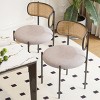 Modern Upholstered Dining Chairs Set of 2, Rattan Back Kitchen Chairs with Metal Legs, Accent Chairs for Dining Room or Living Space - Cuddlewood - 2 of 4