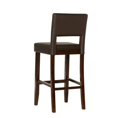 Espresso Brown 30" Wood Bar Stool with Faux Leather