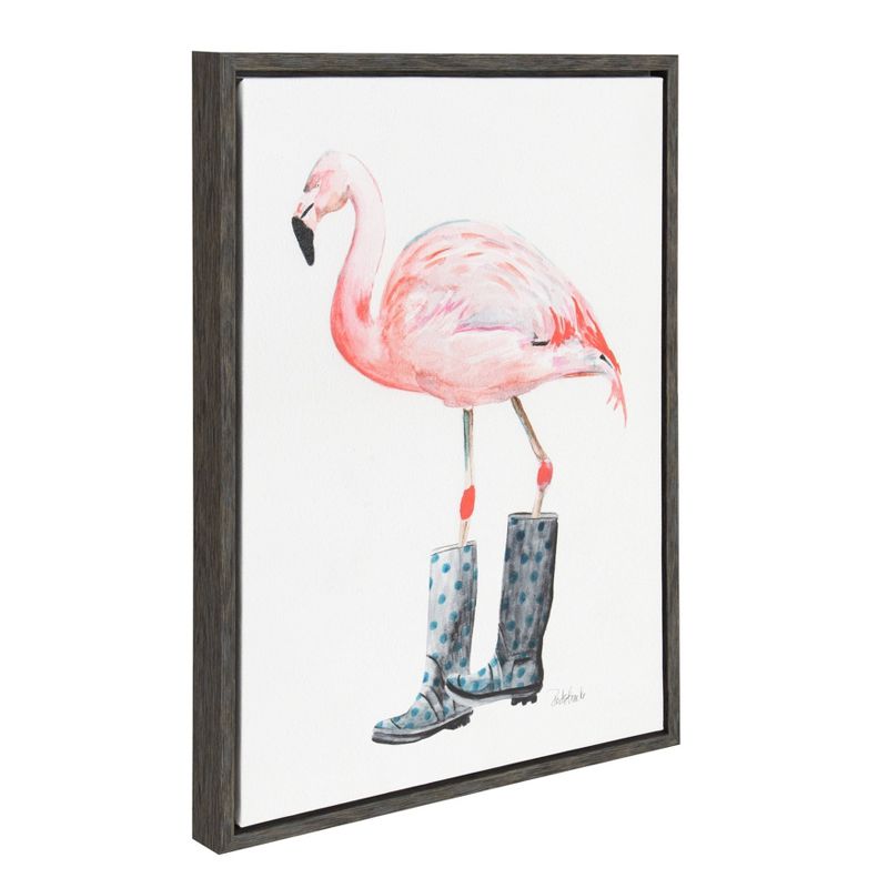 18&#34; x 24&#34; Sylvie Flamingo Framed Canvas Art by Jennifer Redstreake Geary Gray - Kate and Laurel, 3 of 8