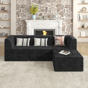 NicBex Couches for Living Room L-shape Modular Comfy Compressed Sofa Corduroy Sectional Sofa Couch Modern Upholstered Sofa Sleeper with Ottoman - 1 of 4