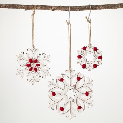 4H, 6.25H and 8.5H Sullivans Snowflake Ornament - Set of 3, White  Christmas Ornaments