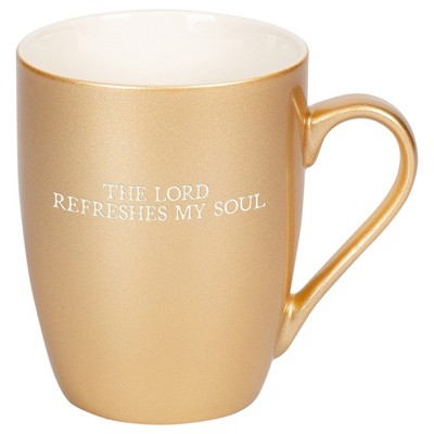 Elanze Designs The Lord Refreshes My Soul Vegas Gold 10 ounce New Bone China Coffee Cup Mug