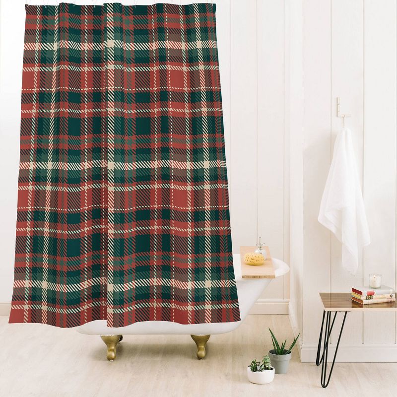 Avenie Vintage Christmas Plaid Shower Curtain Red - Deny Designs, 3 of 5