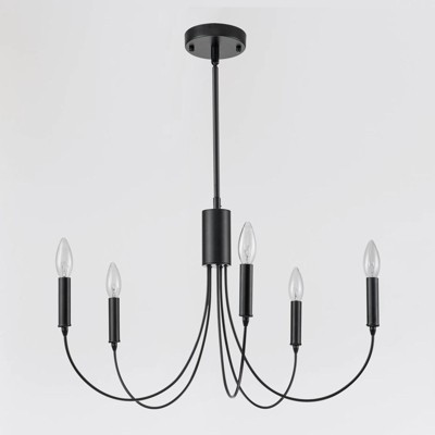 LLHZSY Farmhouse 5-Light Classic Candle Chandelier for Dining Room-Black/Gold