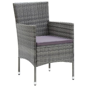 vidaXL Patio Dining Chairs - Set of 4 - Poly Rattan Garden Outdoor Furniture with Cushions - Gray - 1 of 4