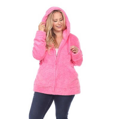 Plus Size Hooded High Pile Fleece Jacket Pink 2x - White Mark : Target