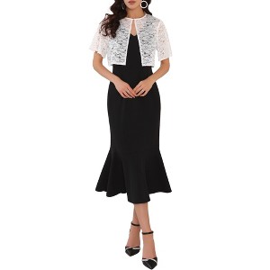 INSPIRE CHIC Women's Lace Cardigan Sleeveless Cocktail Dress Two-Piece Sets - 1 of 4
