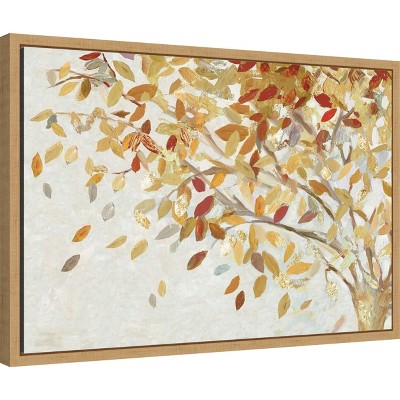 Autumn Leaves Red and Gold Canvas Wall Art Print