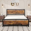 VECELO Full/Queen Size Bed Frame with Wooden Headboard, Metal Bed Platform No Box Spring Needed with Heavy Duty Steel Slat, Brown - 4 of 4