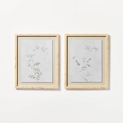 (Set of 2) 16" x 20" Wispy Sprig Framed Wall Canvas - Threshold™ designed with Studio McGee