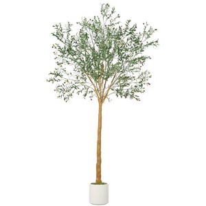 Olive Tree Artificial Indoor, 9 FT /10FTTall Large Faux Olive Tree with White Planter, Realistic Fake - 1 of 4