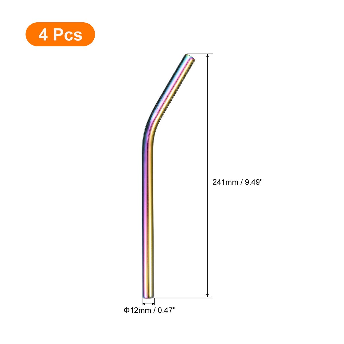 Unique Bargains Stainless Steel Reusable Durable Scratch Resistant Drinking Straw 9.5" Length 4 Pcs - thumbnail 8