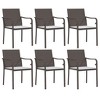 vidaXL Patio Dining Set Table and Chair with Cushions Poly Rattan and Steel - Brown 63" Table Length 6 Chairs - 4 of 4