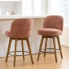 Bekrvio 26" Swivel Counter Height Bar Stools Set of 1/2/3/4,Fabric Upholstered Bar Chairs with Walnut Wood Legs, Counter-Height Kitchen Island Stools - 2 of 4
