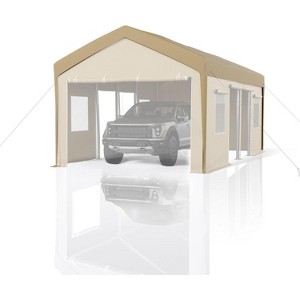 Carport Replacement Canopy Cover - Waterproof, UV-Resistant & Wind-Resistant 220G PE Fabric - Gray (Cover ONLY, Frame NOT Included) - 1 of 4