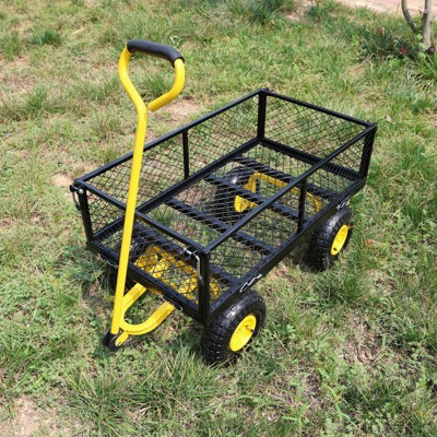 VYNXARIA Wagon Cart Garden cart trucks make it easier to transport firewood (Black+yellow)