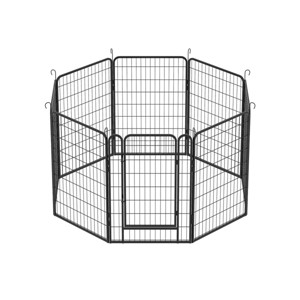 LAOTIES 39" Heavy Duty Metal Dog Playpen with Door,8 Panel Indoor Outdoor Pet Exercise Fence,Foldable Puppy Pen with Rust Resistant Coating - 1 of 4