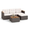 Costway 5 Piece Wicker Conversation Set Patio Rattan Chair & Coffee Table Set for Porch - 2 of 4