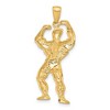 Black Bow Jewelry 14k Yellow Gold Weightlifter and Bodybuilder Pendant - 3 of 4