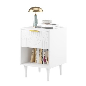 Dexmalle Kids Modern White Nightstand with One Drawer - 1 of 4