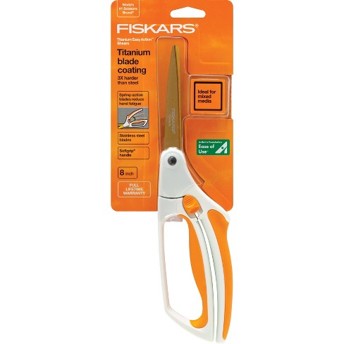 Fiskars SoftGrip Titanium Scissors All Purpose - 8 Straight Handle  Scissors for Office, Arts, and Crafts - Orange