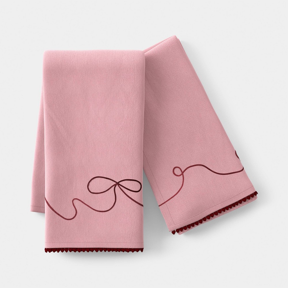 2pk Cotton Tea Towels Pink - Threshold™
