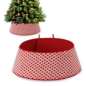 Orieon Modern Diamond Pattern Christmas Tree Collar, Adjustable Plush Felt Stand Cover, Pet-Resistant, Easy Setup, Fits Most 31" Trees - 1 of 4