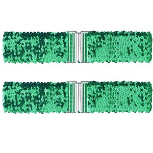 Allegra K Women's Stretchy Wide Waist Belts Interlock Buckles Shinny Sequins Decor Belts for Dresses 2 Pcs - 1 of 4